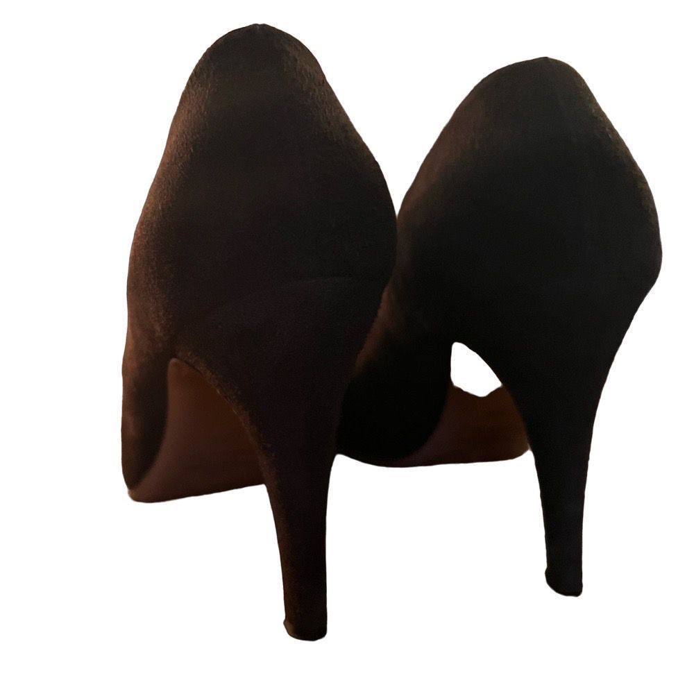 Valentino Genuine in Rich Brown SUEDE Rosette High Heels - Picture 6 of 10